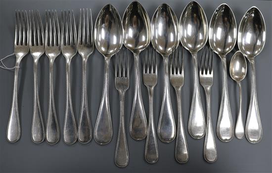 Sixteen items of German 800 standard beaded pattern flatware, 30.5 oz.